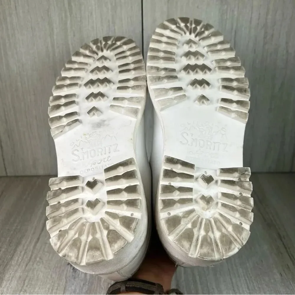 RARE P448 White Leather Chunky Lug Sole Sneaker Boot Shoe Mens Size 8 Women 9.5